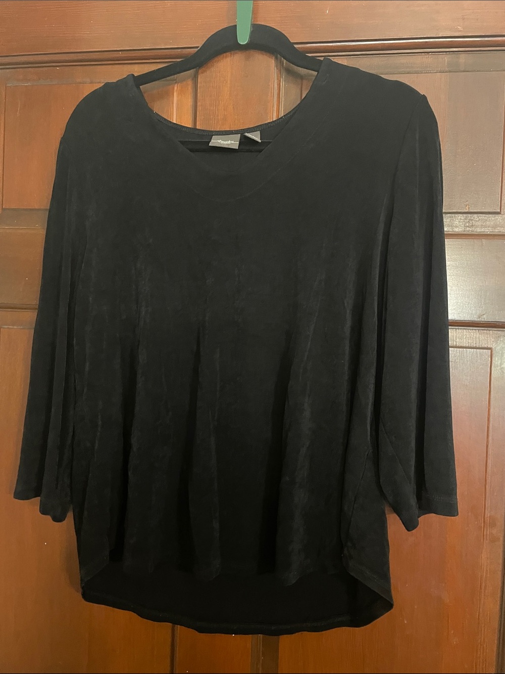 Relaxed Black Scoop-Neck Long Sleeve Top